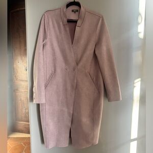 Blush Faux Suede Coat Minimal Chic Parisian Long Jacket Coastal Grandma S